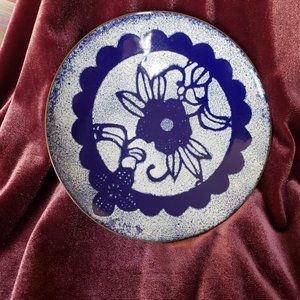 (2/$15) Enamel Copper  Trinket Floral Dish Plate